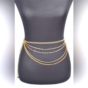 Rhinestone Chain Layered Statement Belt